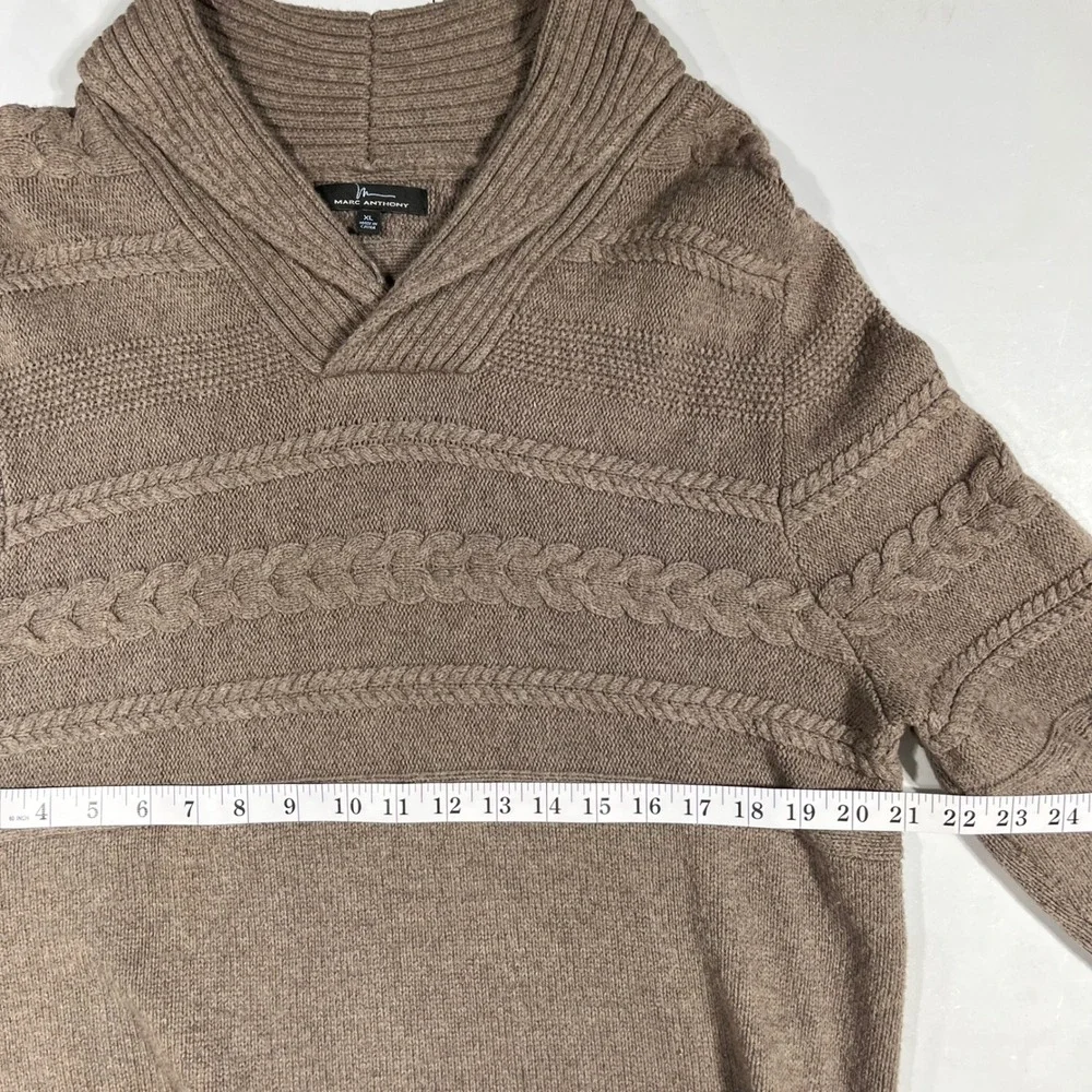 Marc Anthony Academia Grandpa Shawl Collar Cable Knit Sweater Cotton Wool Men XL